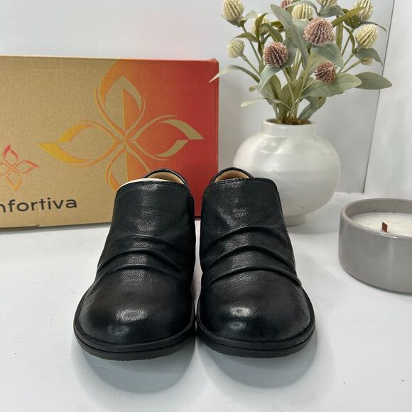 Comfortiva Florian Slip On Leather Clog Round Toe Black CT0019001 Women 6.5M NWB - Picture 3 of 11
